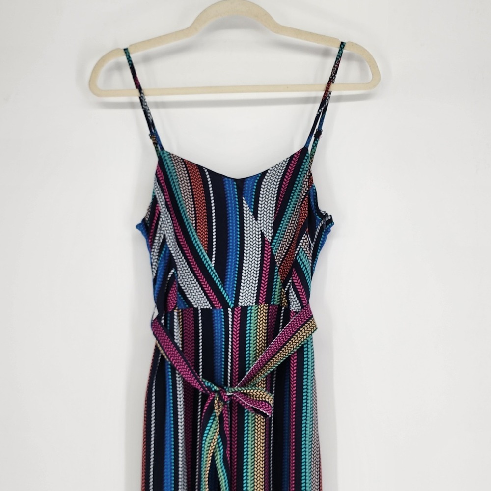 Womens Strappy Striped Wide Leg Jumpsuit Small Resort Beachy Euro Summer Bright